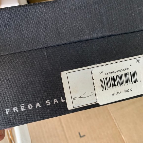 Freda Salvador Lay Croc Embossed Slip On Mules Ink - Picture 12 of 12